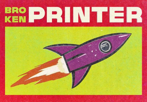 Broken Printer Design Effect Mockup