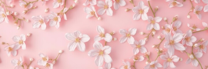 Delicate pink floral pattern on a soft pink background, illustration,pink floral background,nature