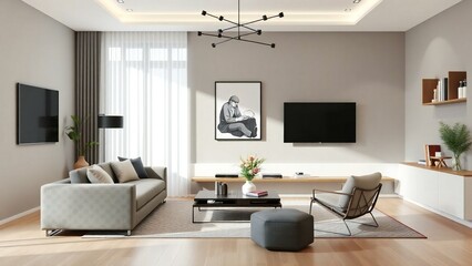 modern living room with fireplace