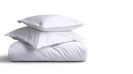 Soft white bedding with pillows arranged for a cozy appearance.