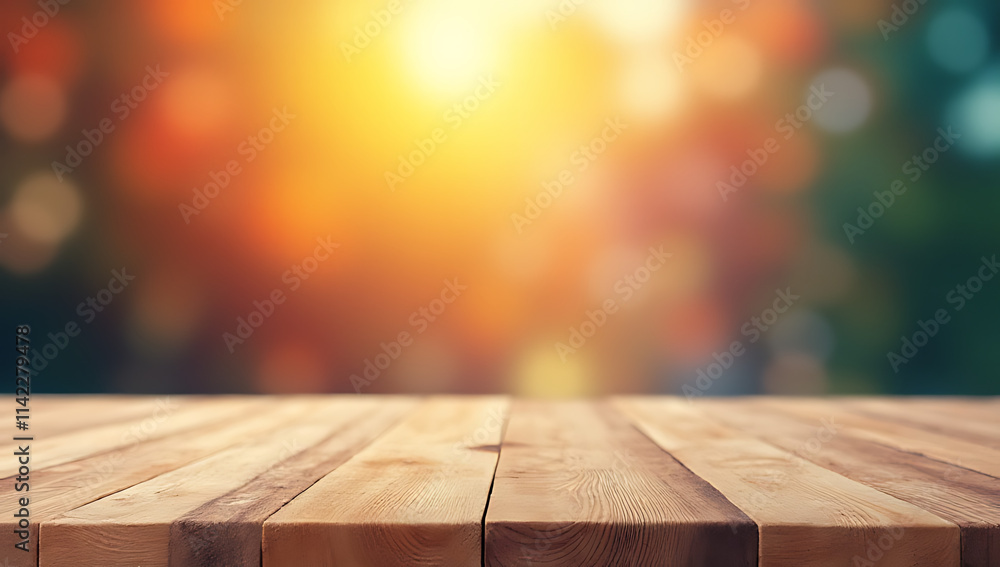 Poster the wooden tabletop is absent in this selective focus image featuring an abstract background with vi