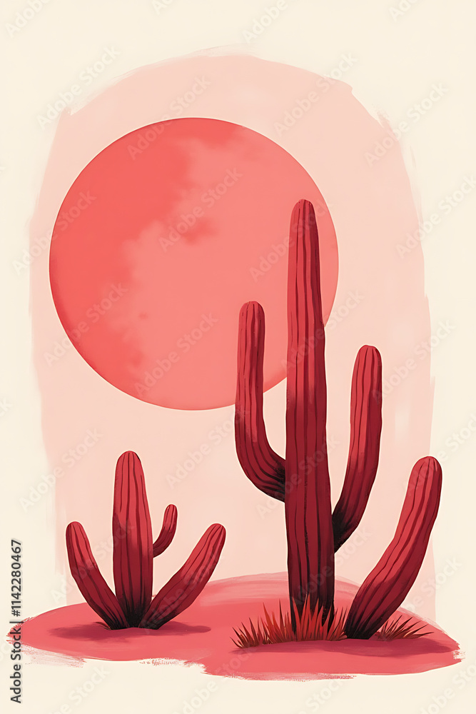Poster the living coral color was chosen as the highlight of 2019, paired with an exotic cactus design on a