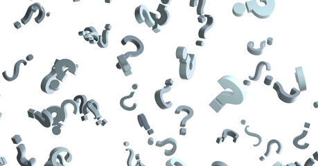 Infinite question marks, original 3d rendering