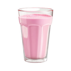 Pink milkshake in a clear glass tumbler, on transparent background , png