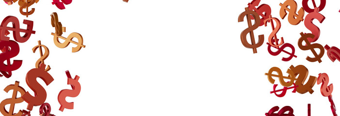 Flying money on white background.