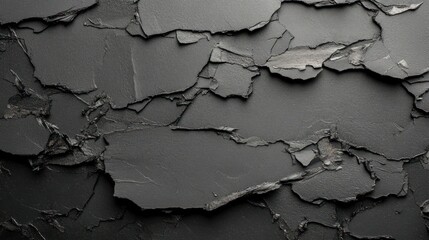 Obraz premium Dark gray slate stone texture with fractured, layered surface.