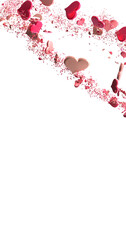 hearts on a transparent background. 3D rendering. for valentine's day and wedding. PNG Rain from hearts. in transparent PNG