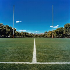 Fototapeta premium A football field with a white line down the middle
