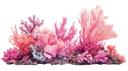 Fototapeta premium Pink coral reef, transparent background