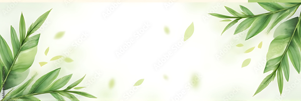 Poster Soft delicate tropical foliage with abstract leaf patterns ideal for design backgrounds and decorations with plenty of copy space available._00002_