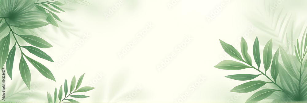 Poster Soft delicate tropical foliage with abstract leaf patterns ideal for design backgrounds and decorations with plenty of copy space available._00001_