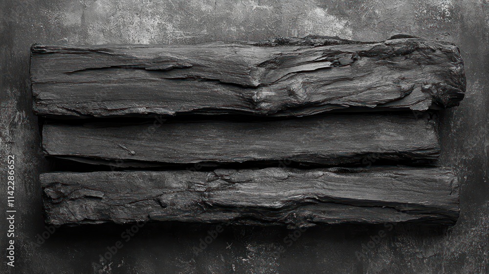 Poster Dark gray stone slabs arranged horizontally on a textured surface.