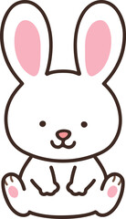 Outlined simple and cute bunny sitting