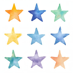 Watercolor Star on white background	