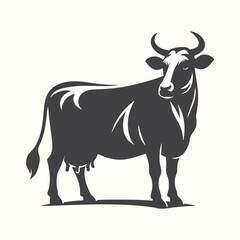 Minimalist black cow artwork ideal for country decor and farming visuals.