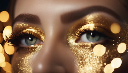 Golden eye makeup for New Year's Eve.