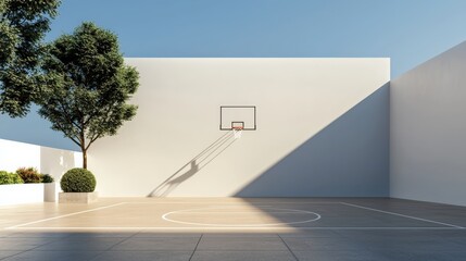 Fototapeta premium A minimalist view showing the details of the court under even lighting.