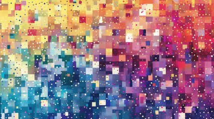 Fototapeta premium Abstract Geometric Pattern with Colorful Squares and Dots