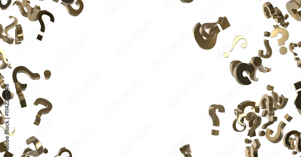 Aufkleber question marks background. 3D Rendering.