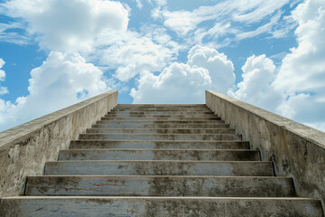Obraz premium Fantastically staircase leading to cloudy deep sky at natural light