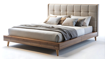 Fototapeta premium Modern Bed on a White Background