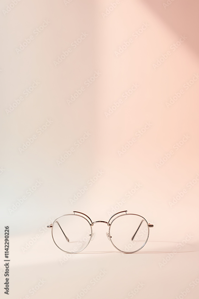 Poster Pastel colored background with glasses placed delicately upon it creating a visually appealing and serene atmosphere instantly._00002_