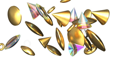 Dazzling Delight: Mesmerizing 3D Illustration of Glittering gold Confetti