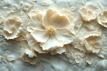 Wallpaper with bas relief in 3D