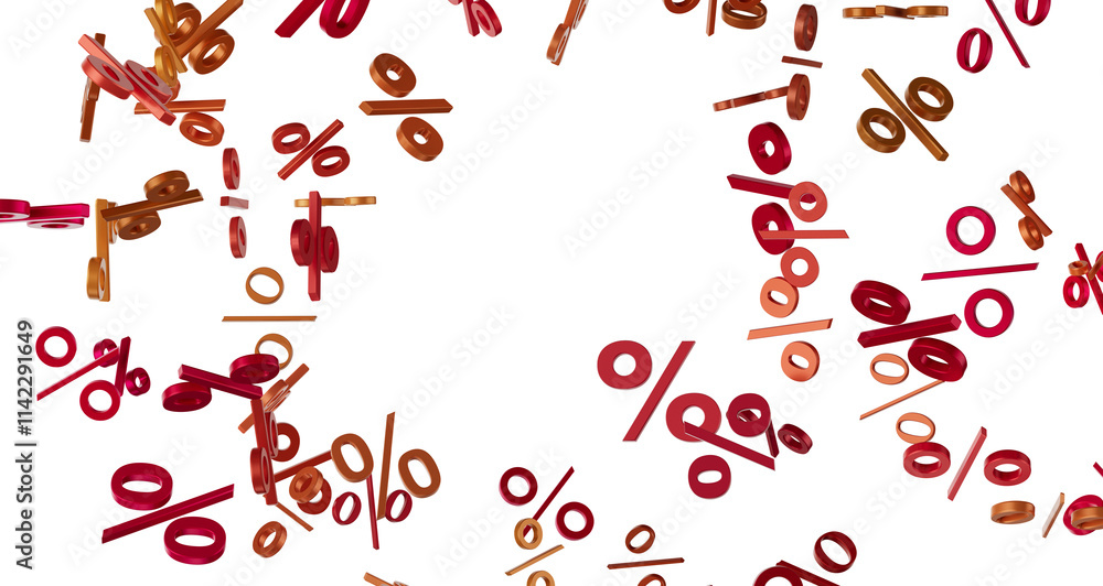 Poster 3d Sales icons floating in the air 3D rendering