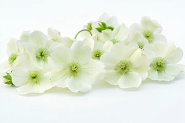 Fototapeta premium White flowers with green centers on a white background