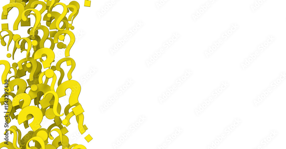 Poster infinite question marks on a plane, original three dimensional illustration.
