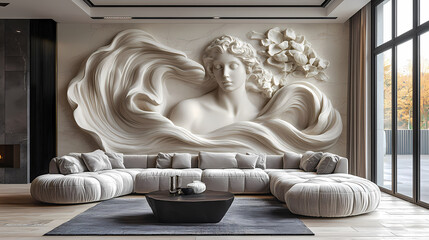 Wallpaper with bas relief in 3D