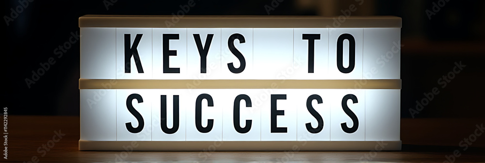 Poster Light box display features various keys to success concepts written in clear text for easy viewing and understanding._00003_