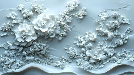 Wallpaper with bas relief in 3D