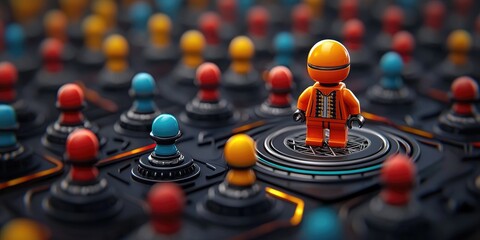 Strategic gameplay showcase digital arena 3d animation tech environment close-up view game design concepts