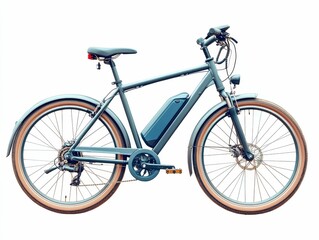 Obraz premium Teal electric bicycle with fenders, cream tires.