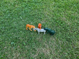 Animal toys isolated over background.