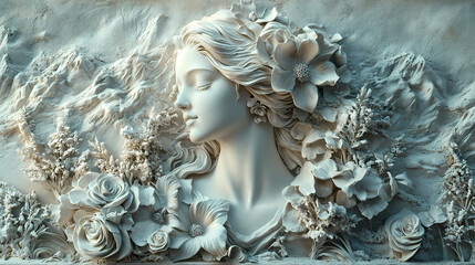 Wallpaper with bas relief in 3D