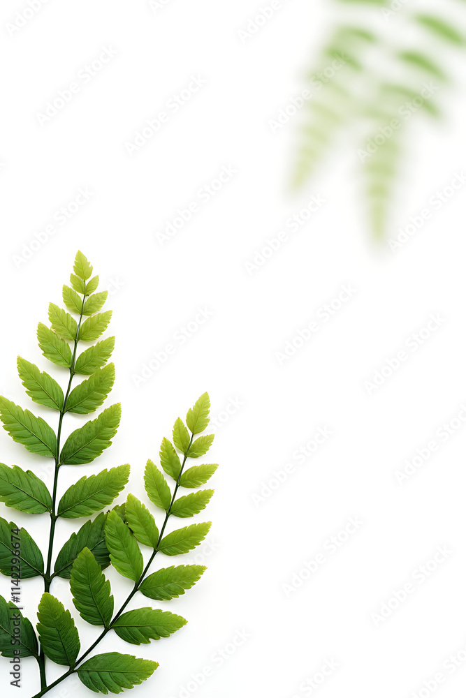 Poster fern leaves with vibrant colors against a clean white background create an elegant and sophisticated
