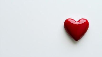 Obraz premium Glossy Red Heart Symbol Isolated on White Background, Representing Love, Affection, and Heartfelt Emotions in a Minimalistic Design Ideal for Creative Projects