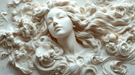 Wallpaper with bas relief in 3D
