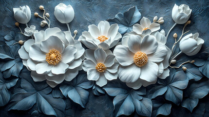 Wallpaper with bas relief in 3D