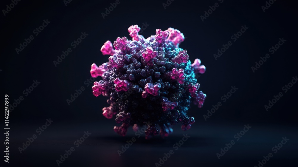 Poster virus spread simulation laboratory 3d model dark environment close-up