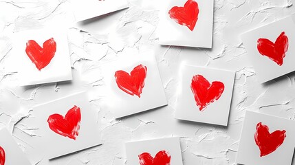 Bright Red Heart Paintings on White Background for Romantic or Love-themed Projects, Perfect for Invitations, Decor, and Expressing Affection