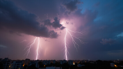 Lightning weather theme. Generative ai.