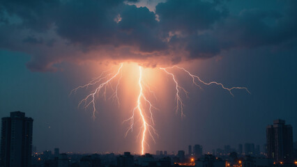 Fototapeta premium Lightning weather theme. Generative ai.