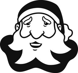 Santa Claus head. Santa face with beard cartoon character. Santa smile. Father Christmas, Saint Nicolas head face portrait. Saint Nicolas head icon. Santa Claus face beard mustache, happy Christmas