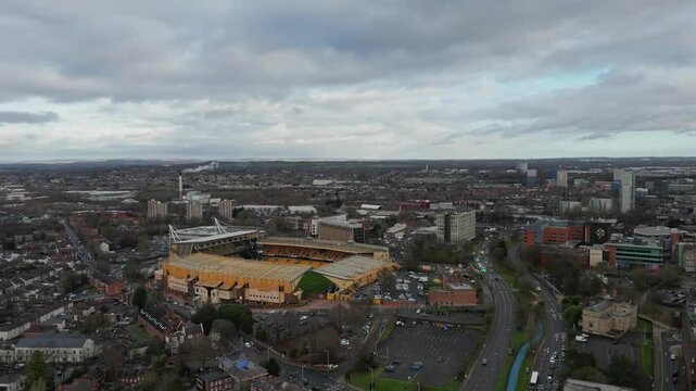 4k hyperlapse of Molineux stadium, the home of Wolverhampton Wanderers FC in the West Midlands, UK