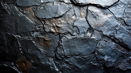 Dark grey stone texture with cracks and crevices.