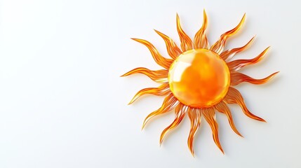 Naklejka premium Orange stylized sun shining on white background